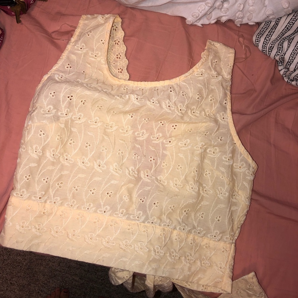 pacsun open back yellow top